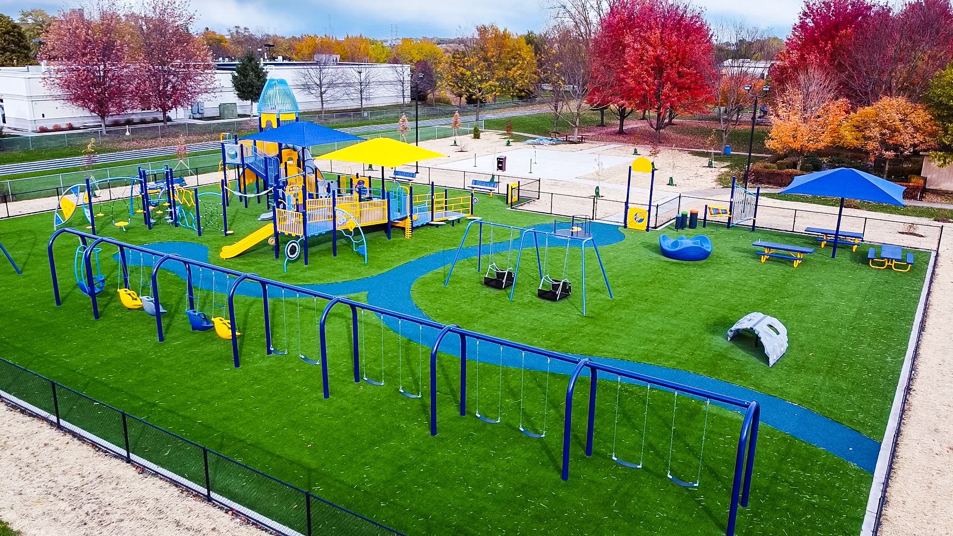 Shot of an artificial grass playground